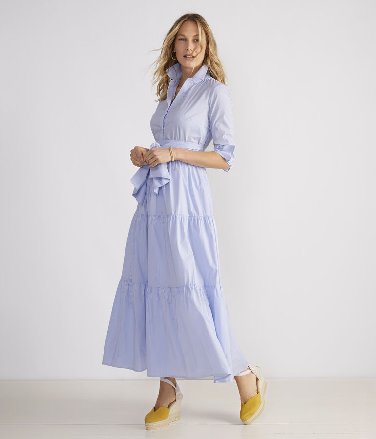 Kentucky Derby Striped Tiered Shirtdress