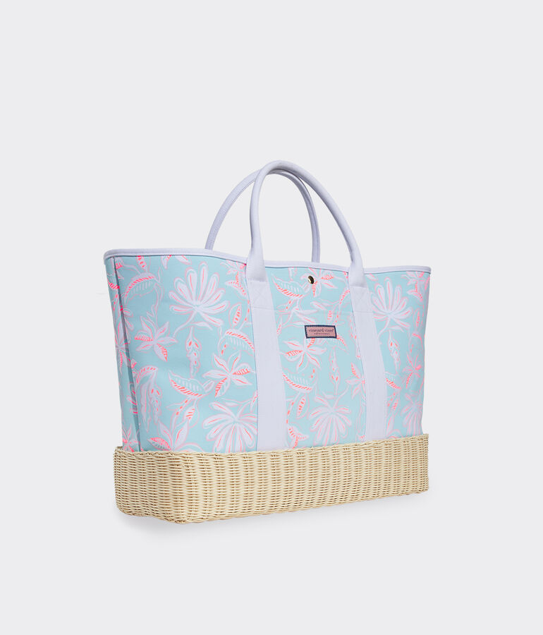 Cay Floral Wicker Bottom Tote
