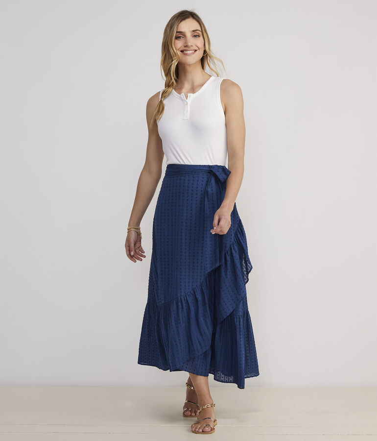 Swiss Dot Tie-Waist Maxi Skirt