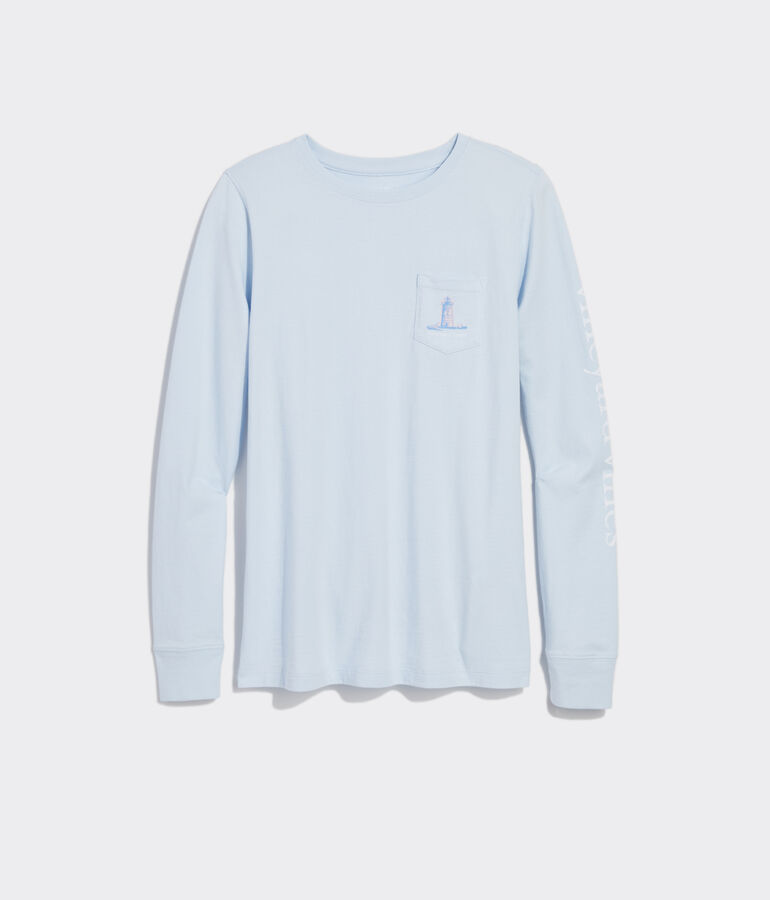 Edgartown Light and Ships Long-Sleeve Pocket Tee