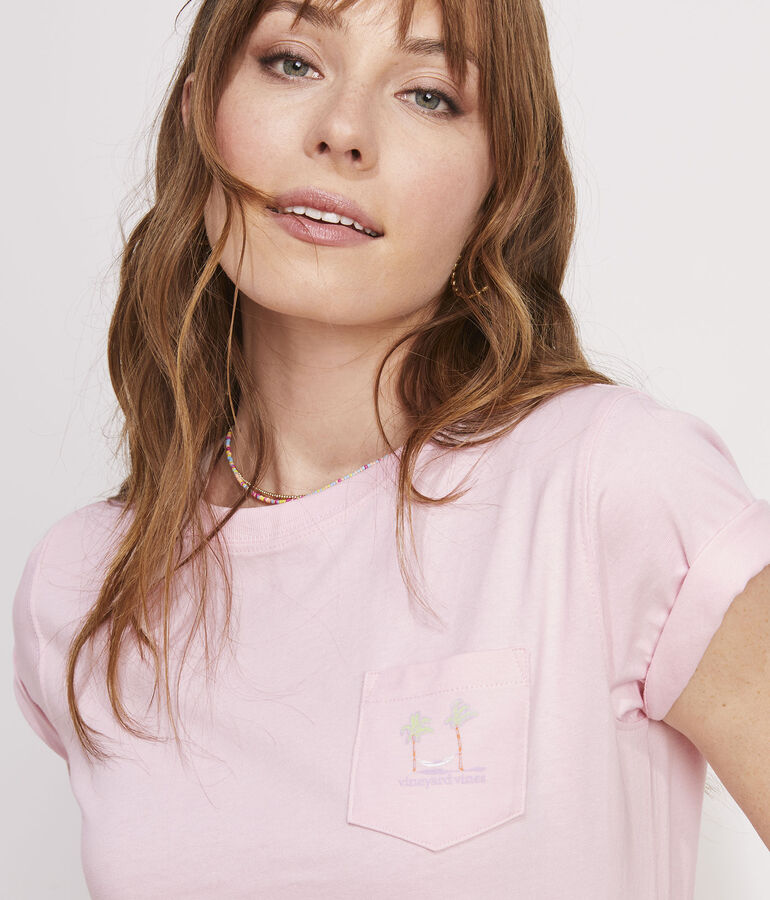 Painterly Hammock Palms Short-Sleeve Pocket Tee