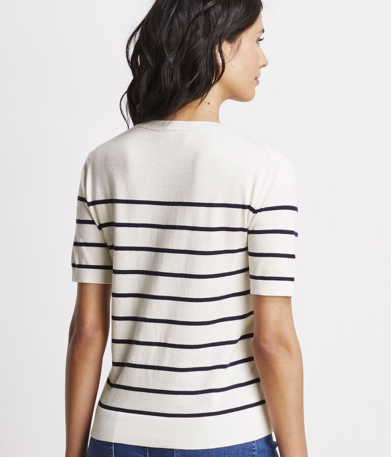 Striped Luxe Short-Sleeve Sweater