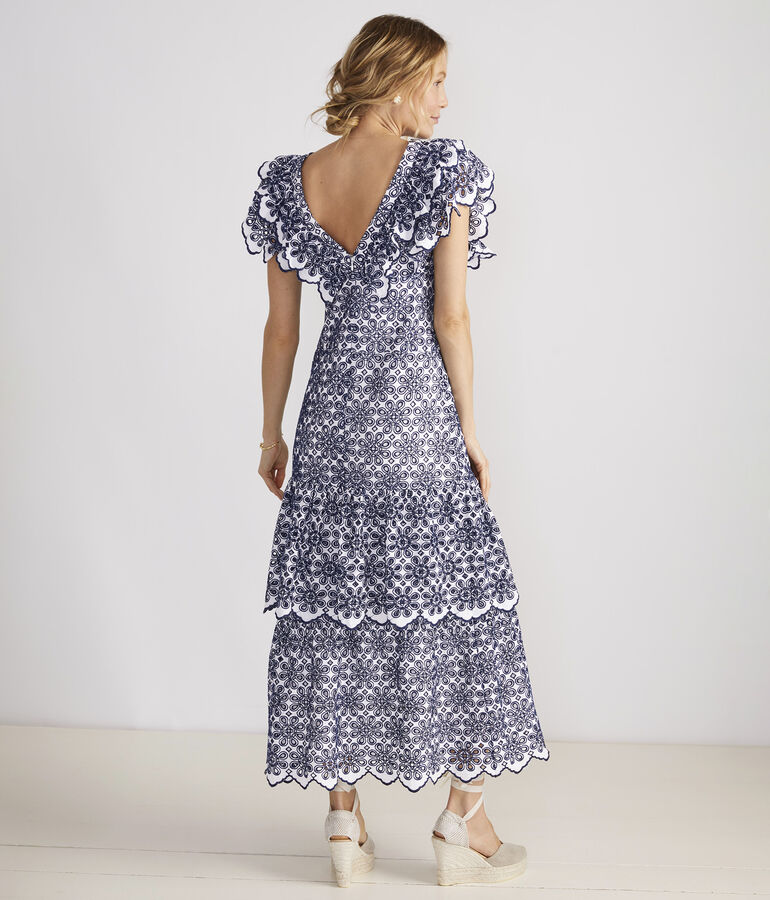 Kentucky Derby Eyelet Ruffle Maxi Dress