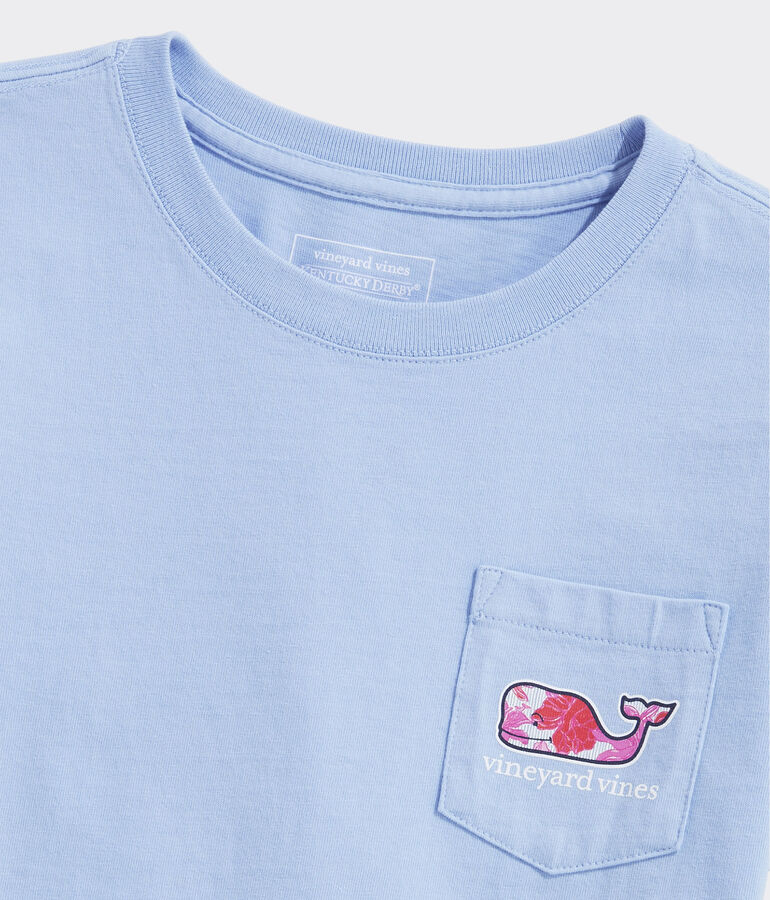 Kentucky Derby Girls' Roses & Posies Whale Short-Sleeve Pocket Tee