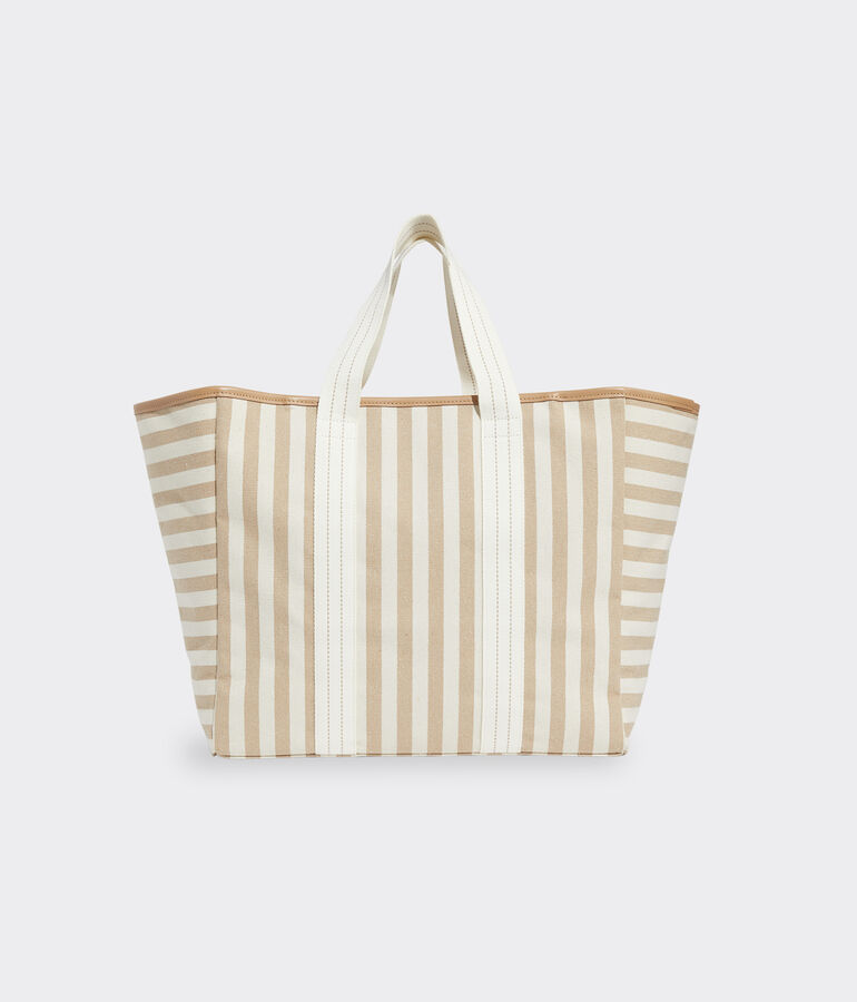 Neutral Blocked Stripe Tote
