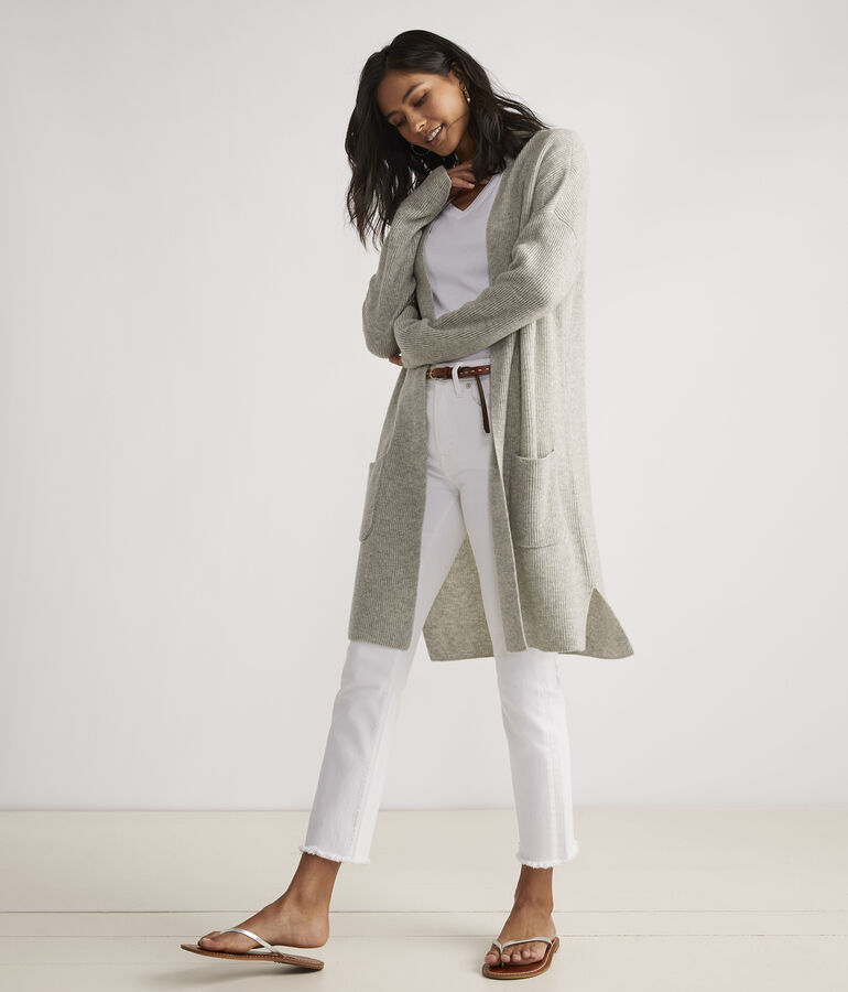 Lightweight Cashmere Open-Front Sweater