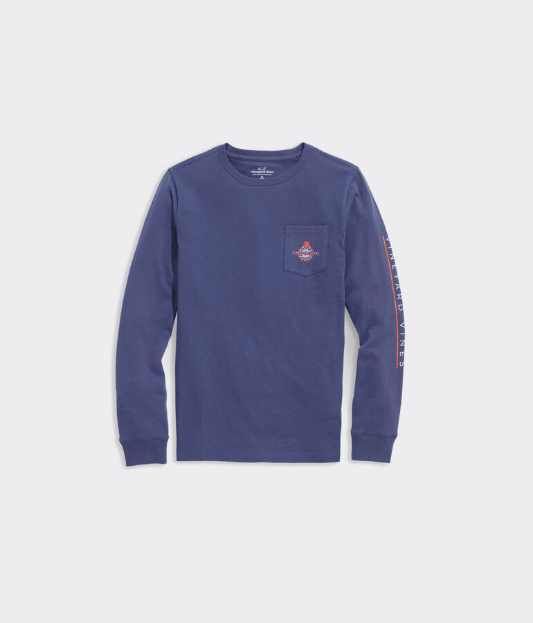 Boys' Overhead Basketball Hoop Long-Sleeve Pocket Tee