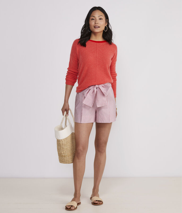 Seaspun Cashmere Striped Sleeve Crewneck Sweater