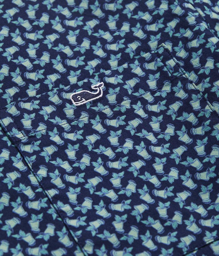 Kentucky Derby Stretch Poplin Short-Sleeve Mint Julep Shirt