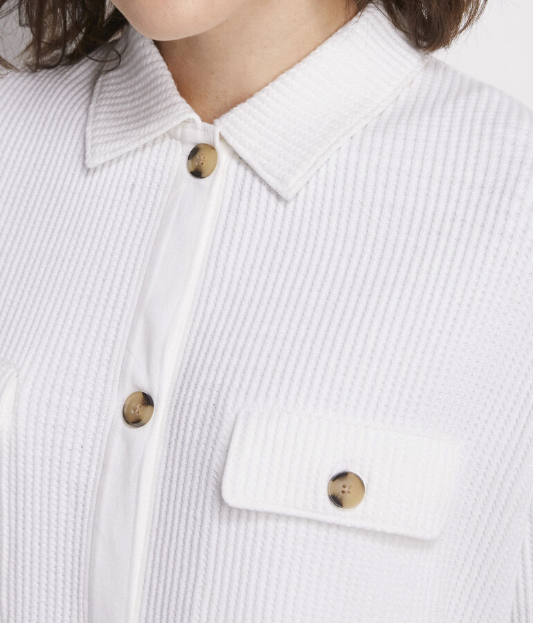 Waffle-Knit Shirt Jacket