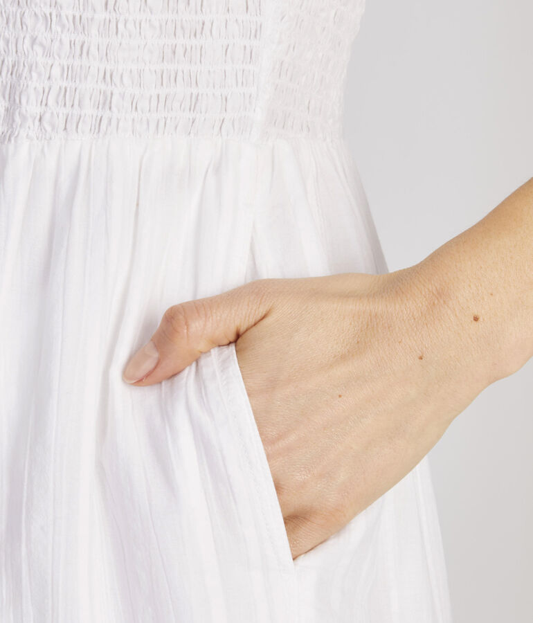 Smocked V-Neck Midi Dress