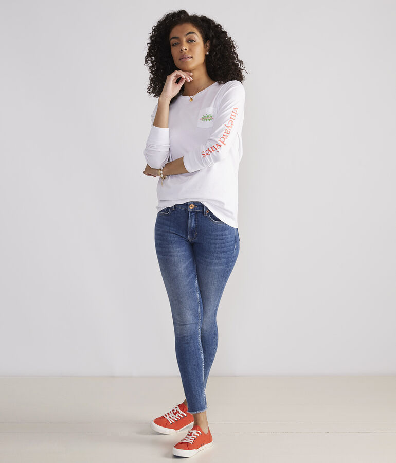 Palm Tree Beach Path Long-Sleeve Pocket Tee