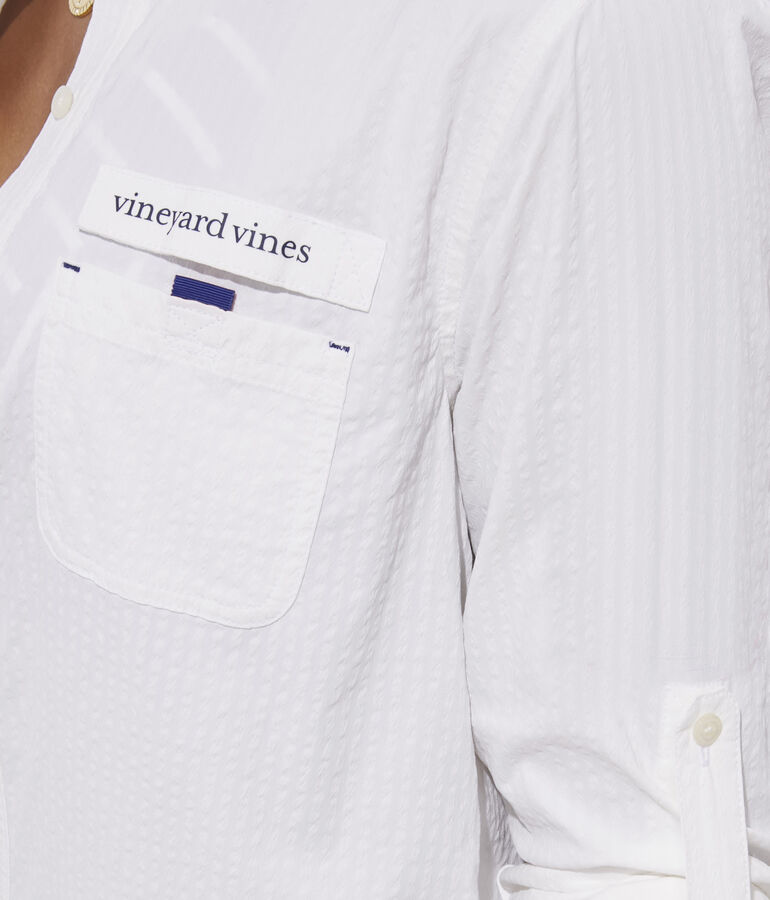 Harbor Seersucker Shirt Cover-Up