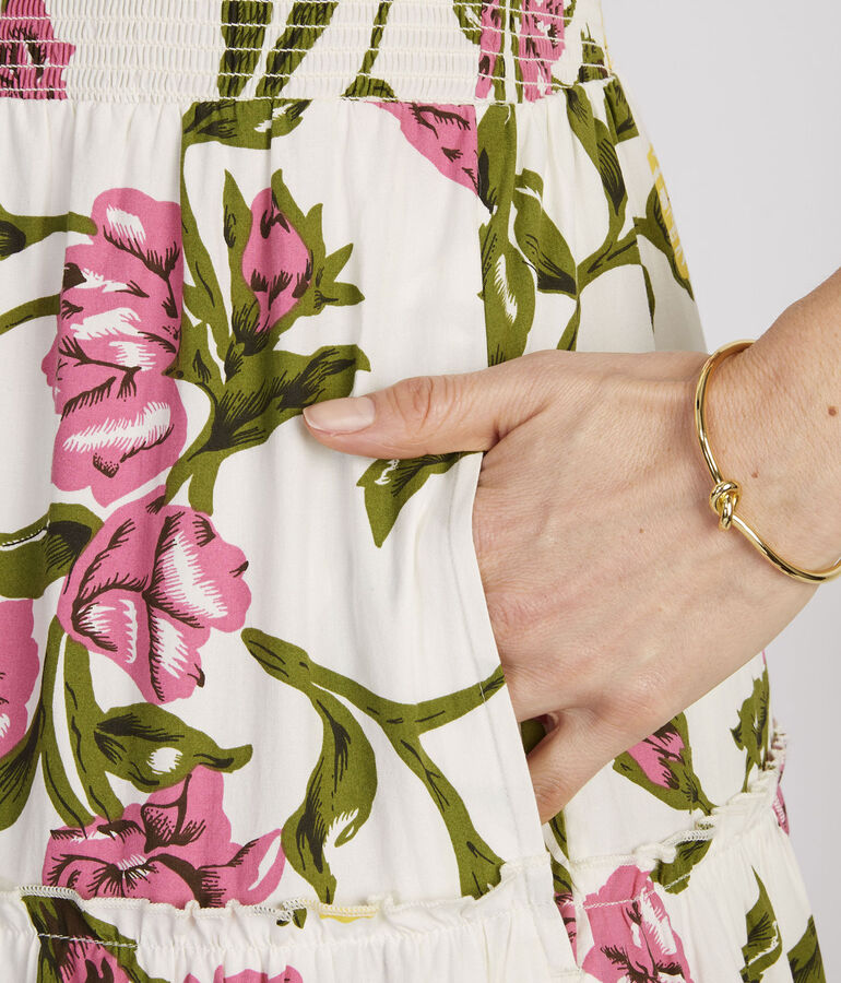 Kentucky Derby Flutter Sleeve Smocked Floral Midi Dress