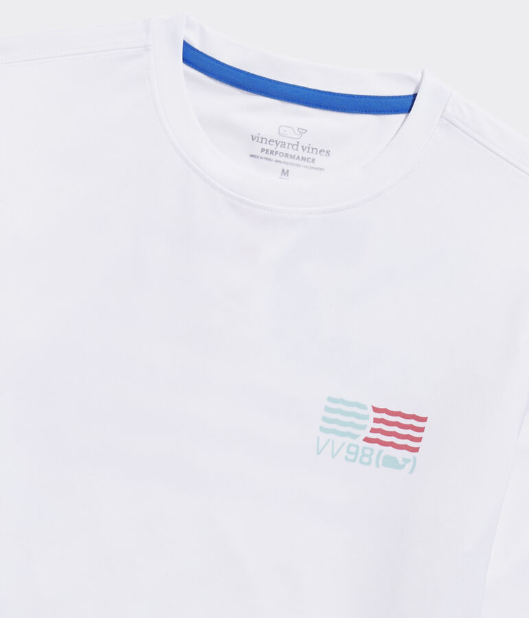 Boys' Waving Flag Long-Sleeve Harbor Performance Tee