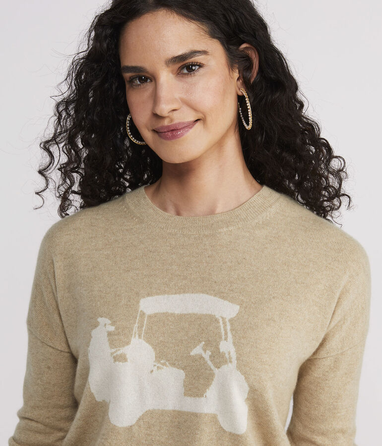 Golf Cart Intarsia Cashmere Crewneck Sweater