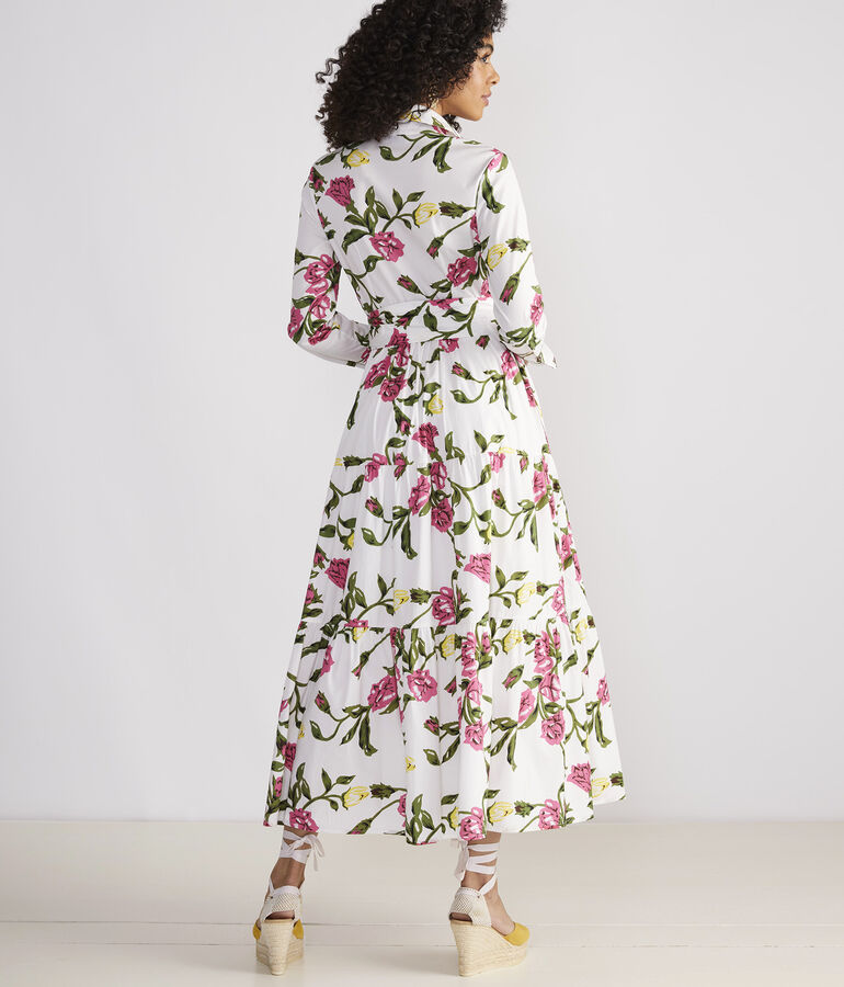 Kentucky Derby Roses Tiered Shirtdress