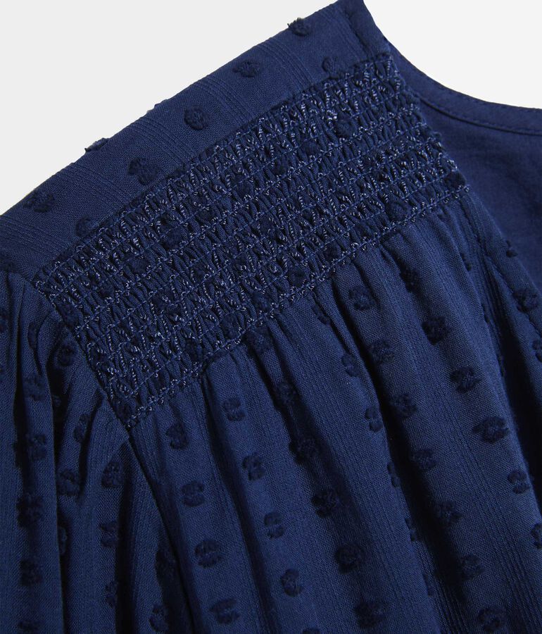 Textured Smocked Wrap Dress