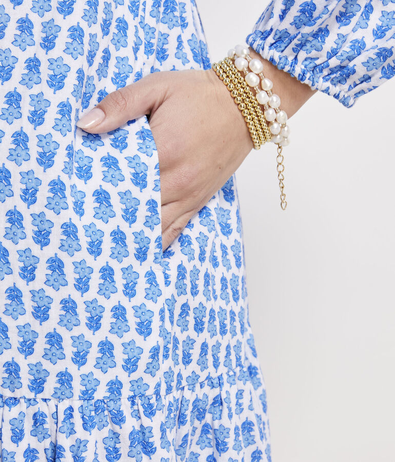 Seastitch Floral Block Print Dress