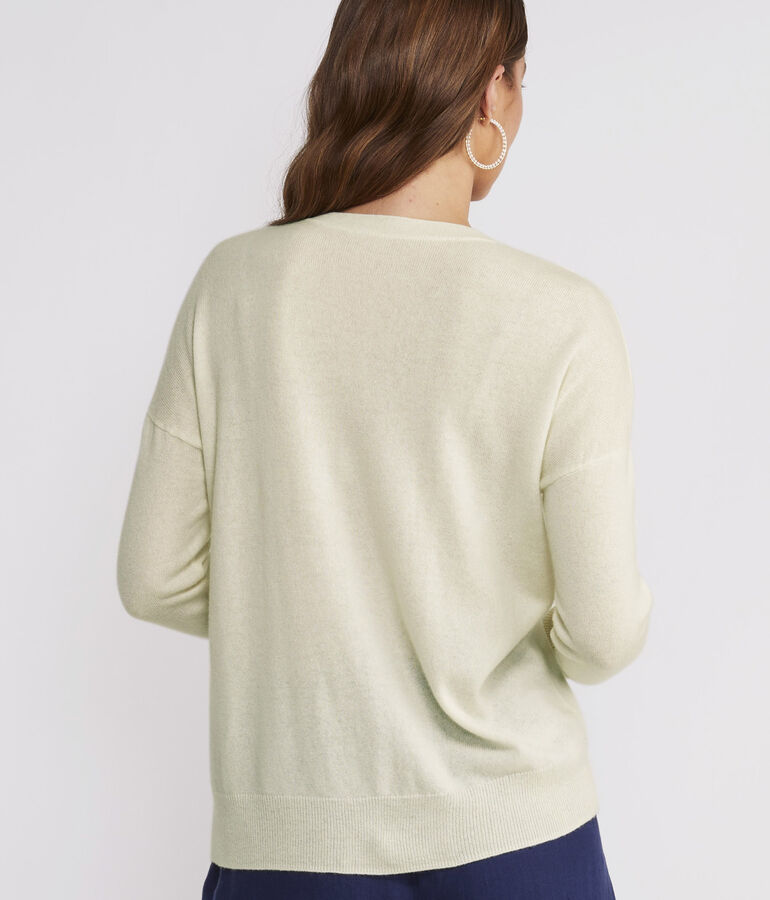 Hydrangea Intarsia Cashmere Crewneck Sweater