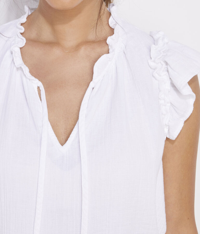 Seastitch Double Gauze Ruffle Popover