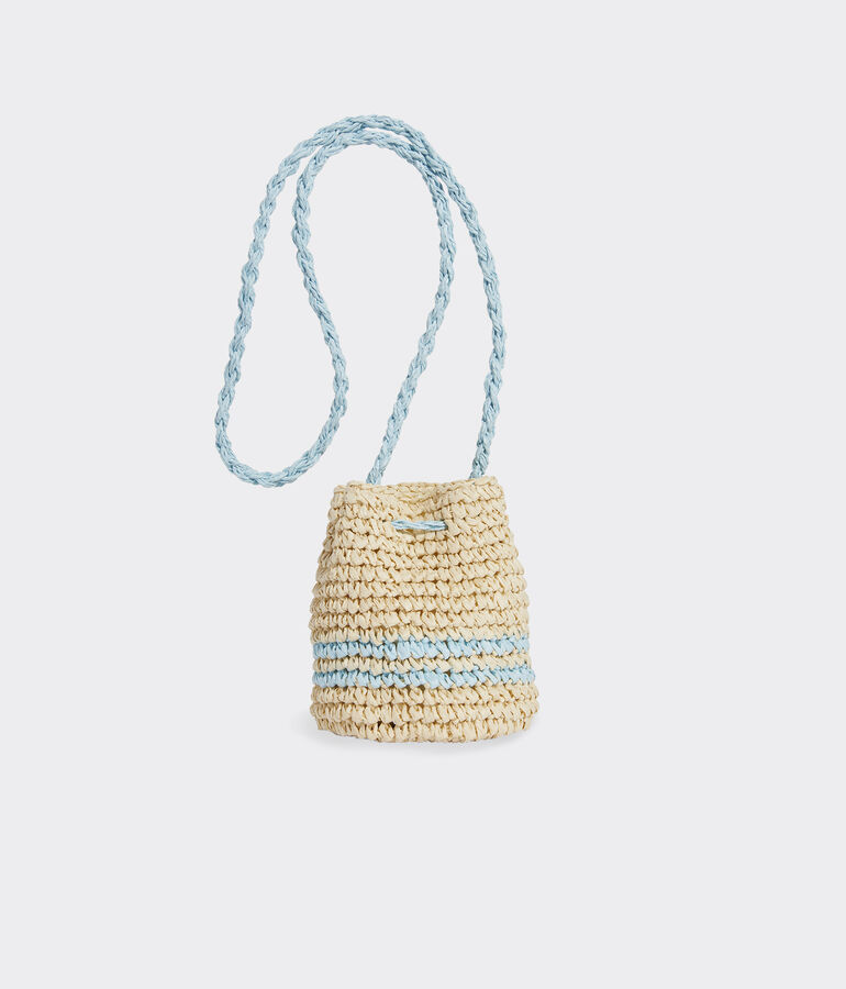 Girls' Crochet Straw Bucket Bag