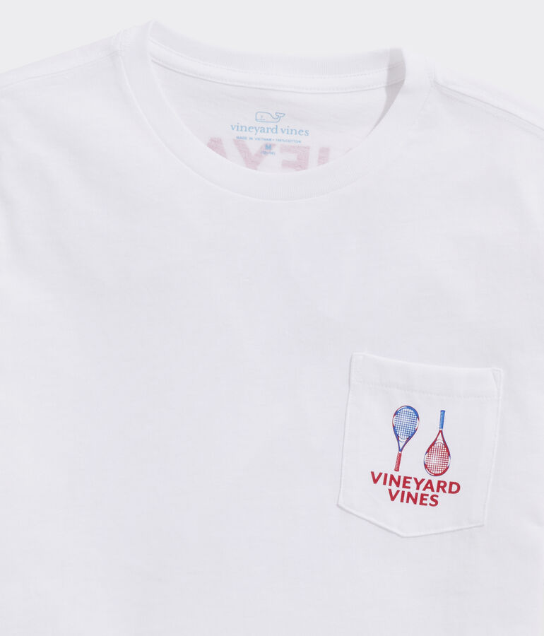 Boys' Retro Tennis Court Short-Sleeve Pocket Tee