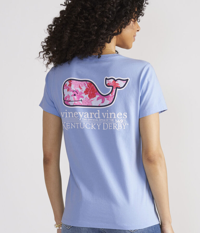 Kentucky Derby Women's Roses Whale Short-Sleeve Pocket Tee