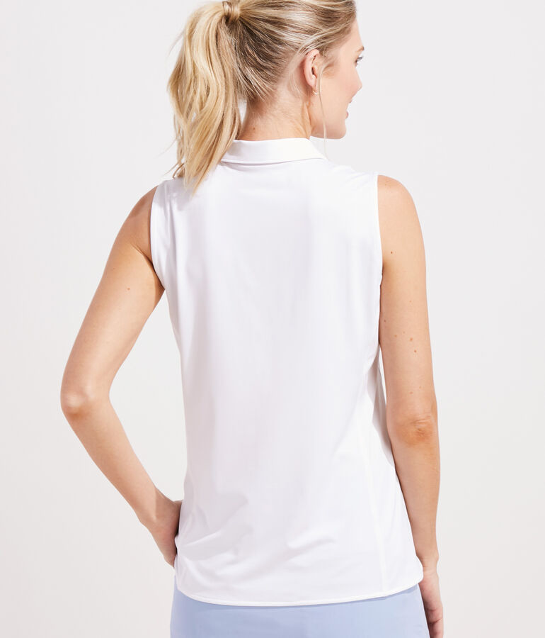 Sleeveless Solid Jersey Polo