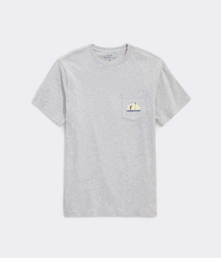 Golf Cart Sunset Short-Sleeve Pocket Tee