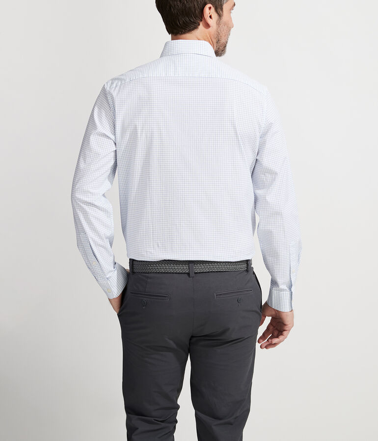 Stretch Poplin Check Spread Collar Shirt