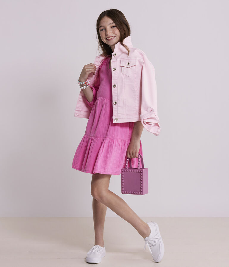 Girls' Tiered Seastitch Double Gauze Dress