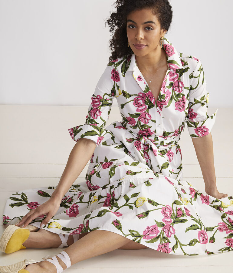 Kentucky Derby Roses Tiered Shirtdress