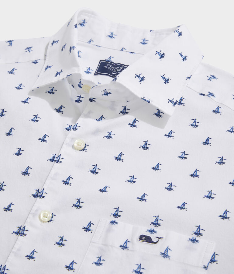 Sailboat Micro Printed Short Sleeve Shirt