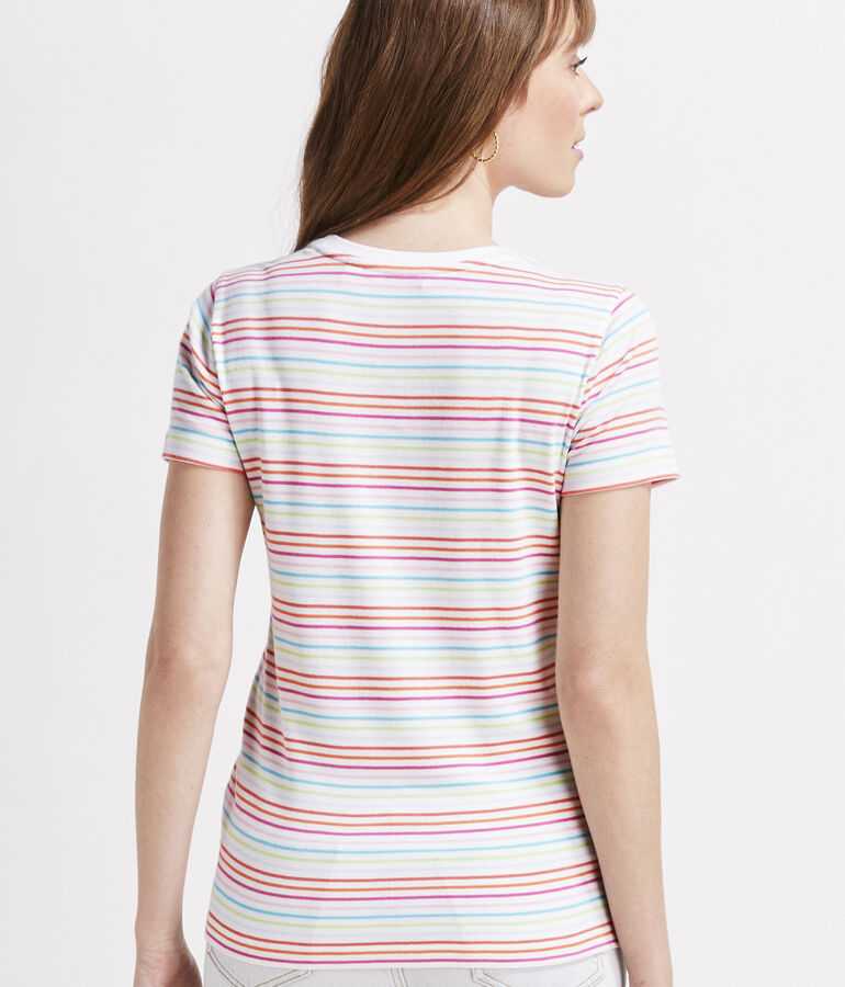 Striped Short-Sleeve Crewneck Simple Tee