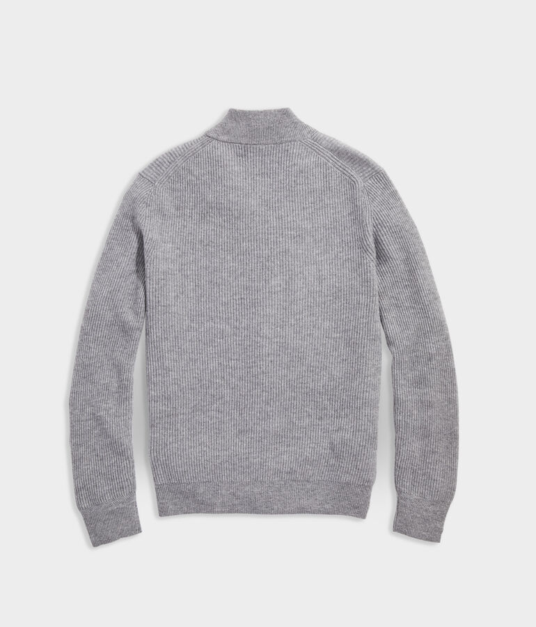 Cashmere Fisherman Rib Quarter-Zip Sweater