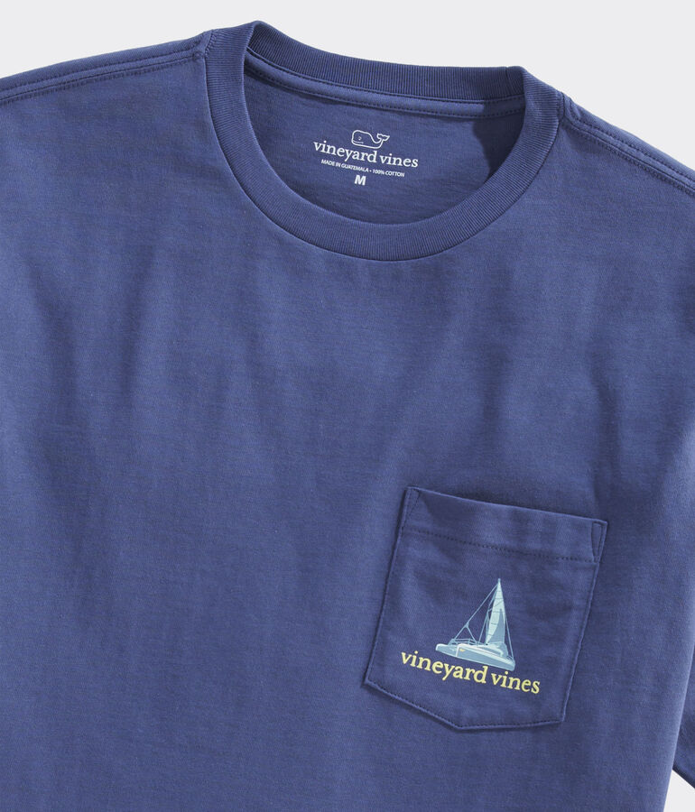 Catamaran Night Sailing Short-Sleeve Pocket Tee