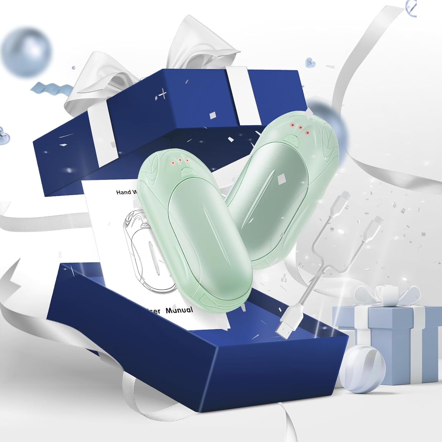 AI Hand Warmers Rechargeable 2 Pack, AI Smart Chips Electric Hand Warmers, 20Hrs Long Safe Heat, Portable Pocket Heater, Gifts for Christmas, Outdoor, Hunting, Golf, Camping Accessories