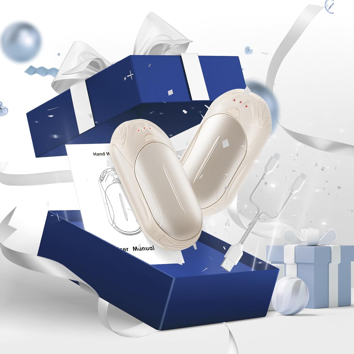 AI Hand Warmers Rechargeable 2 Pack, AI Smart Chips Electric Hand Warmers, 20Hrs Long Safe Heat, Portable Pocket Heater, Gifts for Christmas, Outdoor, Hunting, Golf, Camping Accessories