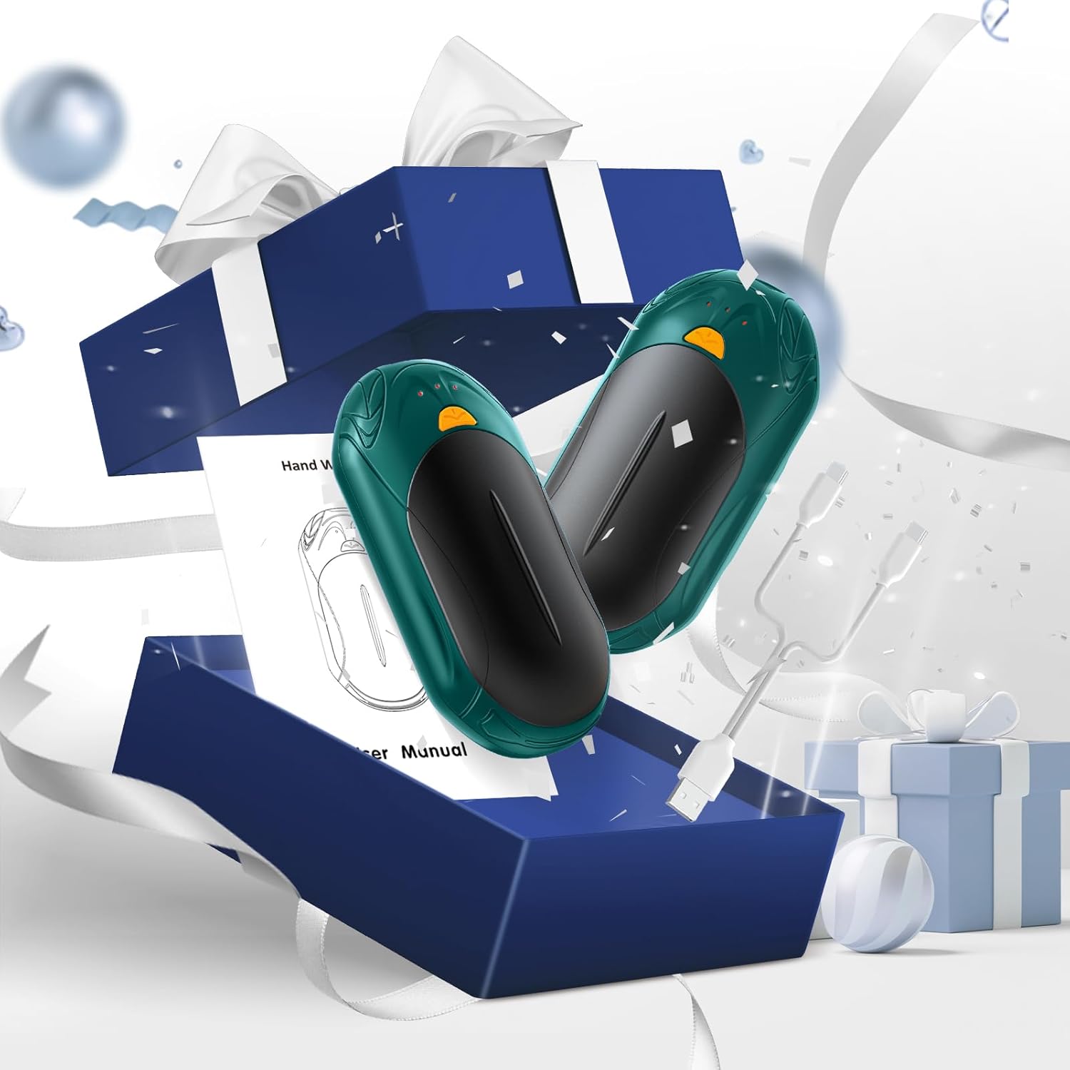 AI Hand Warmers Rechargeable 2 Pack, AI Smart Chips Electric Hand Warmers, 20Hrs Long Safe Heat, Portable Pocket Heater, Gifts for Christmas, Outdoor, Hunting, Golf, Camping Accessories