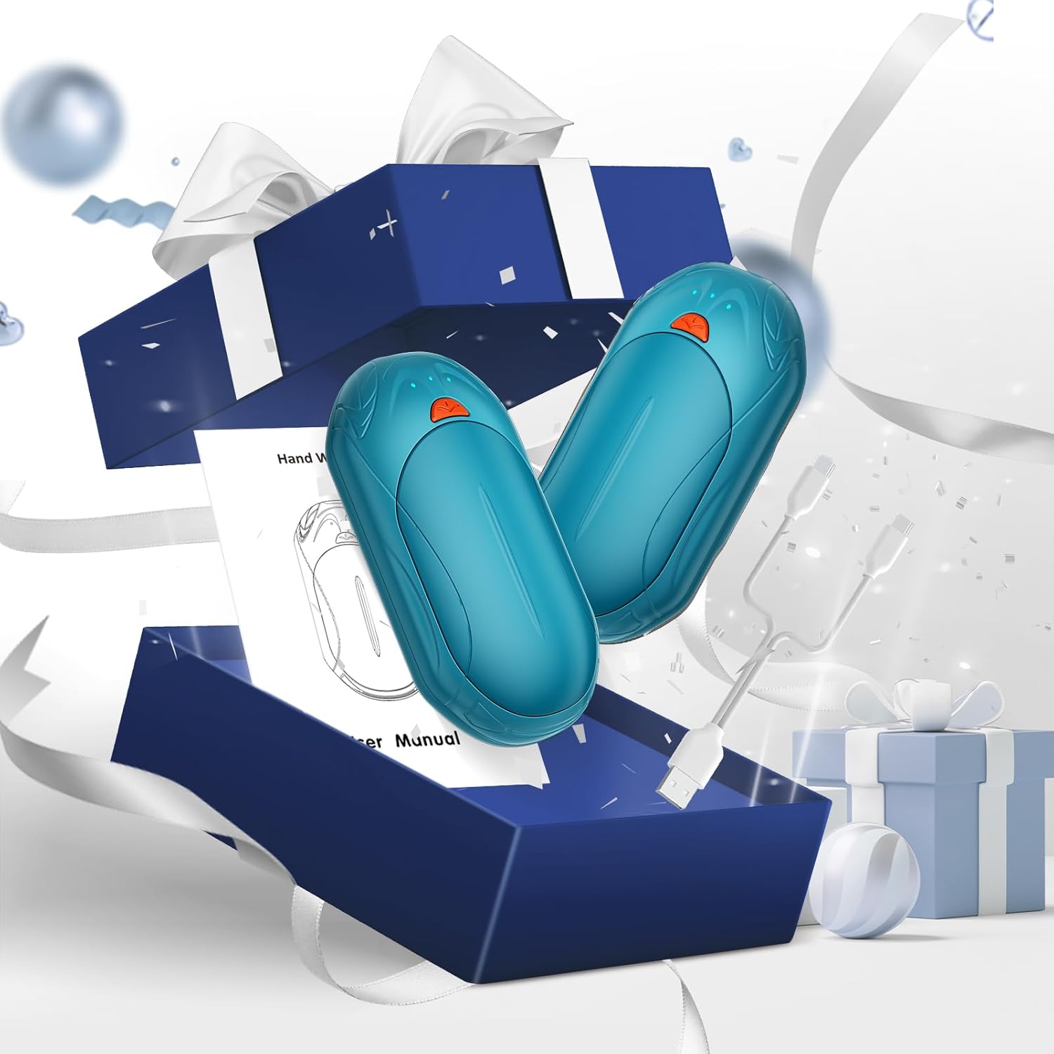 AI Hand Warmers Rechargeable 2 Pack, AI Smart Chips Electric Hand Warmers, 20Hrs Long Safe Heat, Portable Pocket Heater, Gifts for Christmas, Outdoor, Hunting, Golf, Camping Accessories