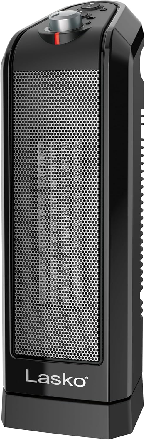 Lasko Oscillating Ceramic Space Heater for Home with Overheat Protection, Thermostat, and 3 Speeds, 15.7 Inches, Black, 1500W, CT16450, Small, 4 Pounds