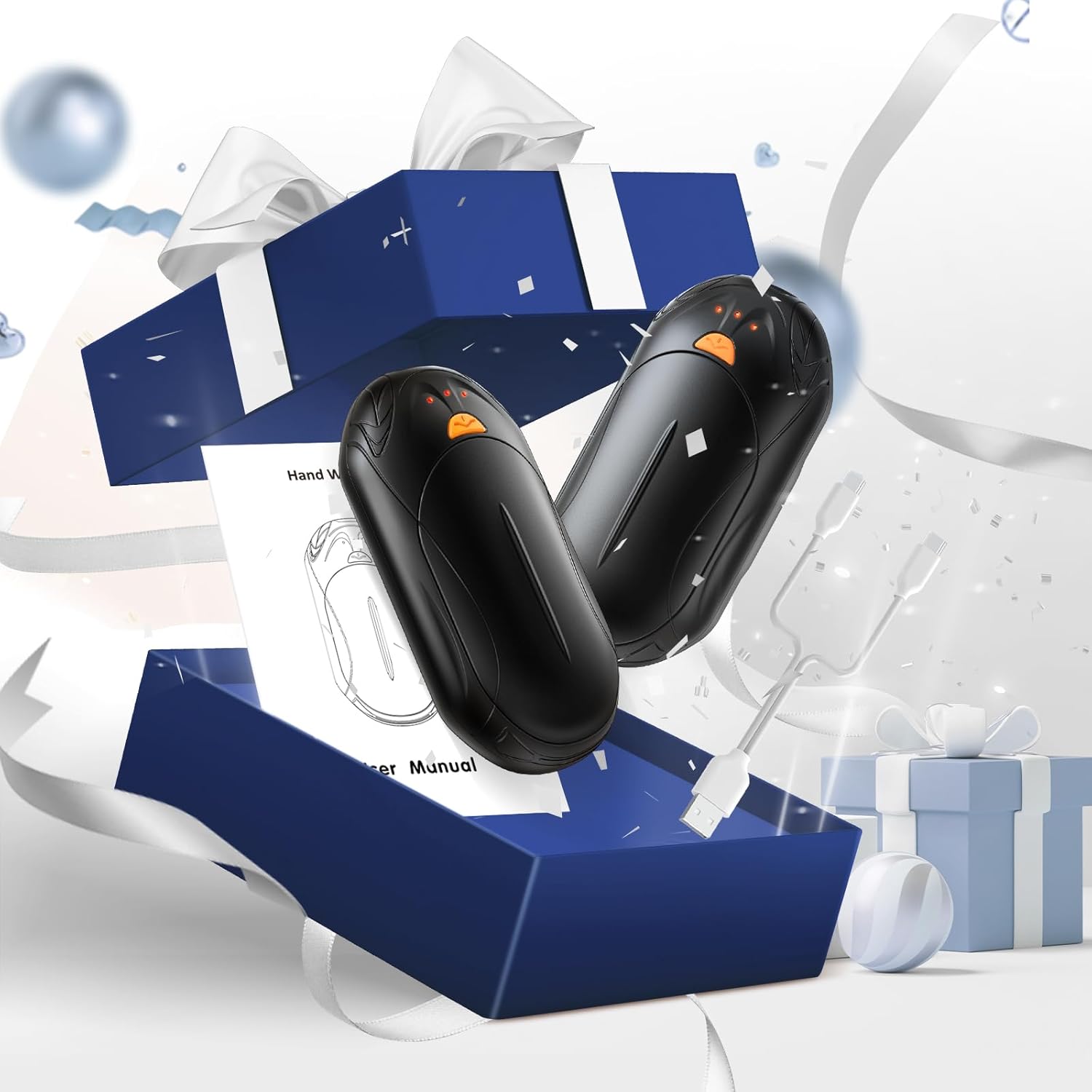 AI Hand Warmers Rechargeable 2 Pack, AI Smart Chips Electric Hand Warmers, 20Hrs Long Safe Heat, Portable Pocket Heater, Gifts for Christmas, Outdoor, Hunting, Golf, Camping Accessories