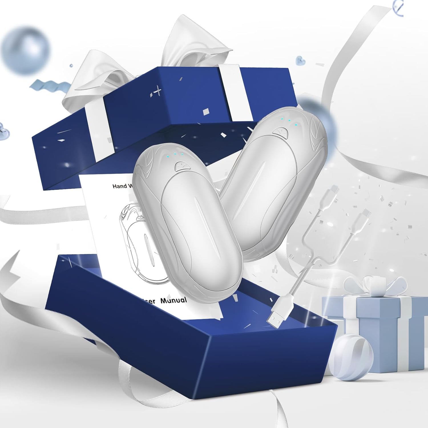 AI Hand Warmers Rechargeable 2 Pack, AI Smart Chips Electric Hand Warmers, 20Hrs Long Safe Heat, Portable Pocket Heater, Gifts for Christmas, Outdoor, Hunting, Golf, Camping Accessories