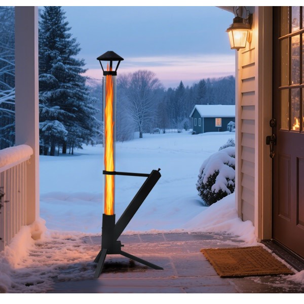 Ytglen 55.9 Inches Wood Pellet Patio Heaters for Outdoor Use, Portable Rocket Stove with Glass Tube for Patio, Porch and Garden