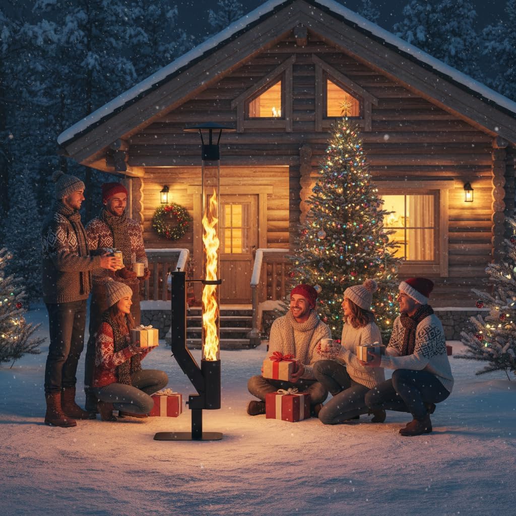 61-64-71 inch Portable Wood Pellet Stove - Smokeless Patio Rocket Stoves with Thickened Bottom - Painted Stainless Steel Outdoor Heater Suitable for Garden, Balcony and Camping Use