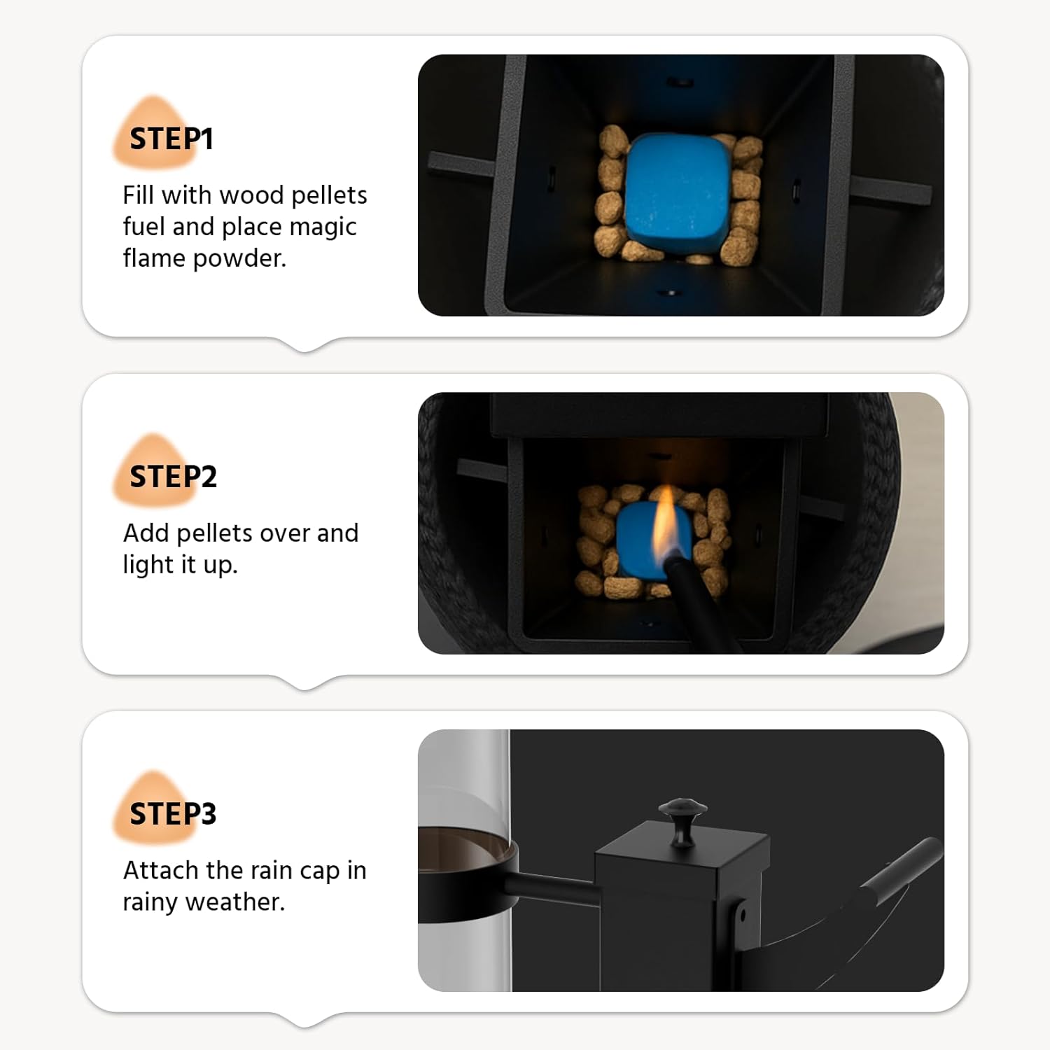 61-64-71 inch Portable Wood Pellet Stove - Smokeless Patio Rocket Stoves with Thickened Bottom - Painted Stainless Steel Outdoor Heater Suitable for Garden, Balcony and Camping Use