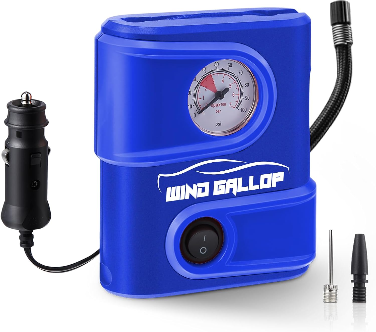 Windgallop Portable Compressors Small Air Compressor Tire Inflator Pressure Gauge Car Tyre Pump 12V DC Tyre Compressor Electric Air Pump (Light Blue)
