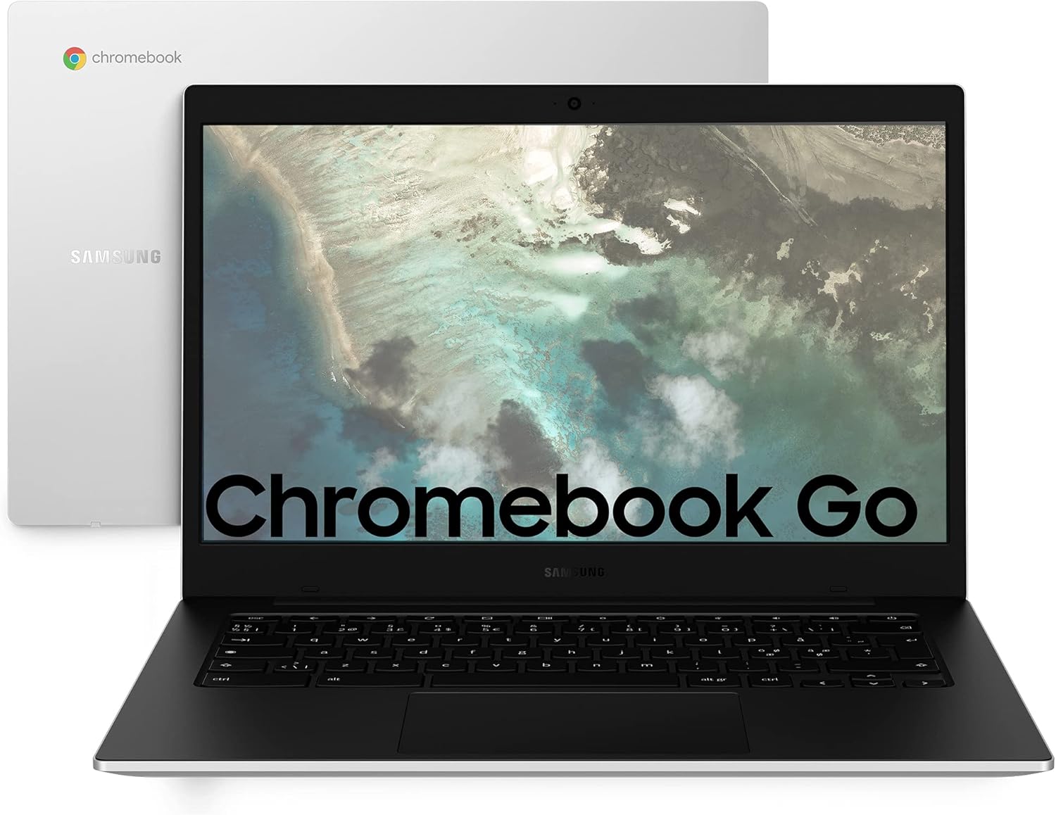SAMSUNG Galaxy Chromebook Go, 3 Year Warranty, Chrome OS, 14 HD LED Display, RAM 4GB, Memory 64GB, USB-C, Silver [Italian Version]