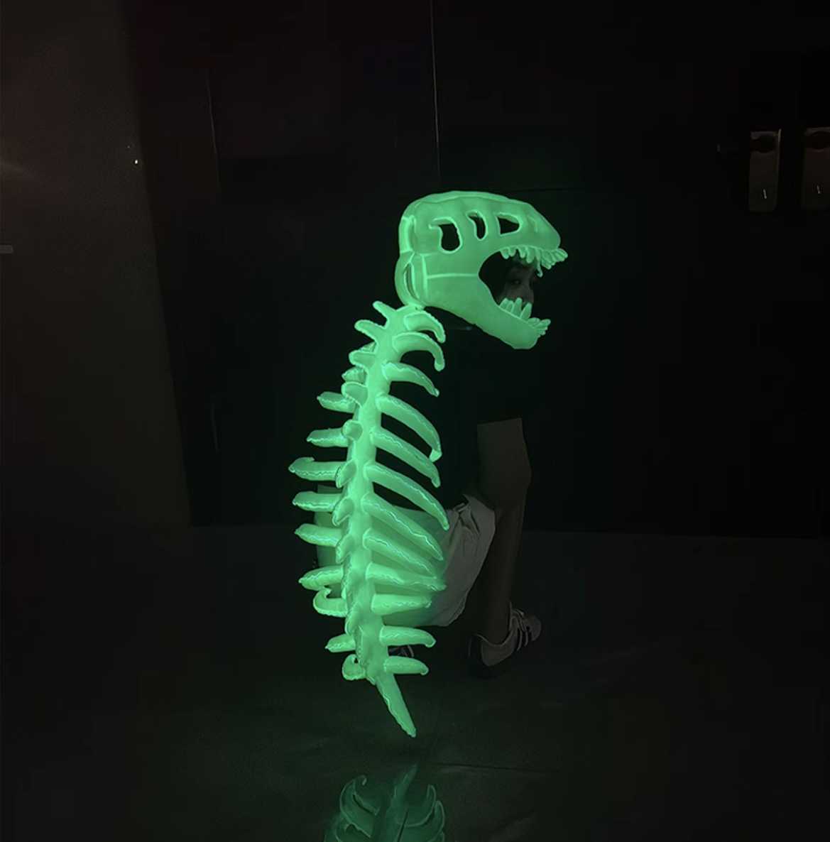 116cm dinosaur skeleton headgear plush toy, exoskeleton adult doll gift